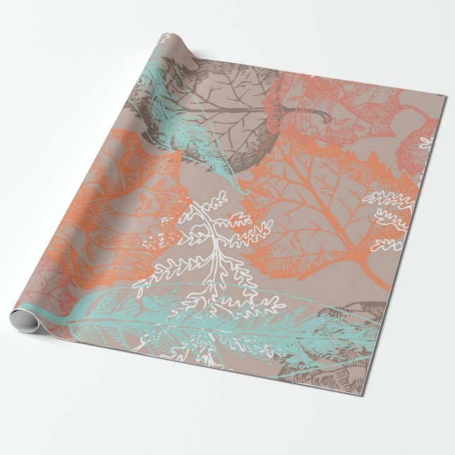 Papel De Presente Padrão de outono (Desenrolado)