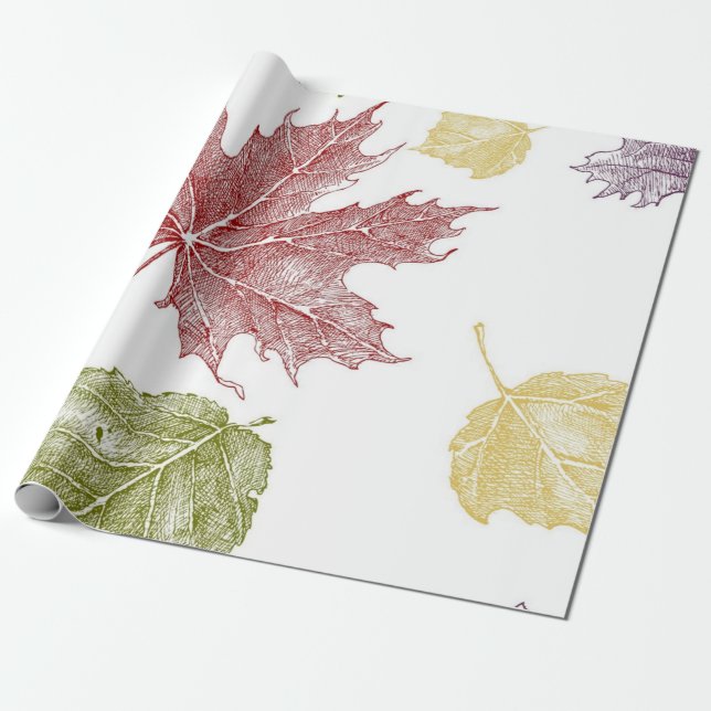 Papel De Presente Padrão de outono (Desenrolado)