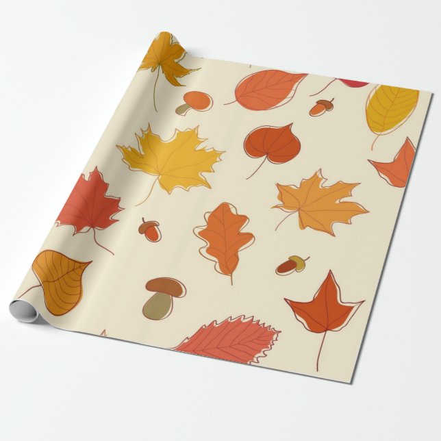 Papel De Presente Padrão de outono (Desenrolado)