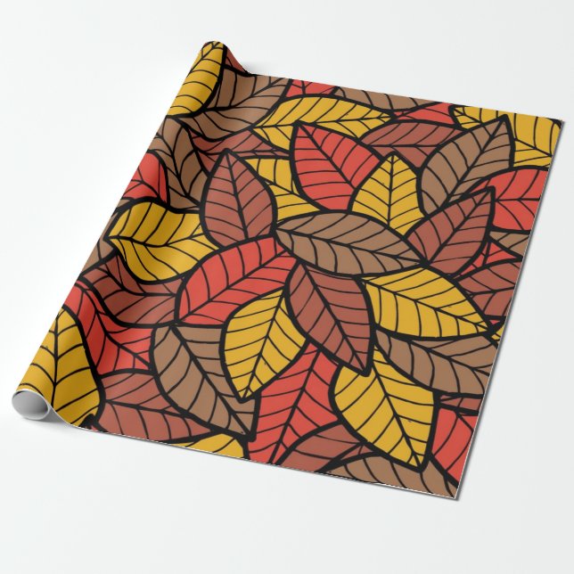 Papel De Presente Padrão de outono (Desenrolado)
