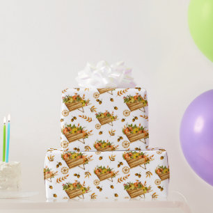 Papel De Presente Padrão de outono de Abóbora de Aquarela