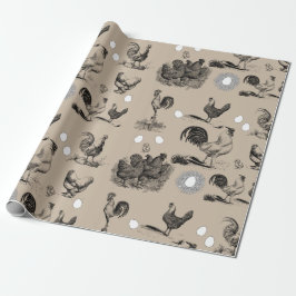 Papel De Presente Padrão De Ovo De Galinha De Vintage Country