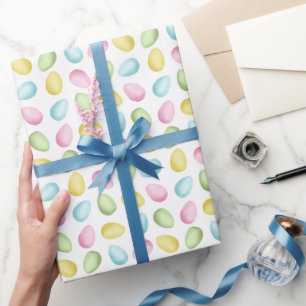 Papel De Presente Padrão de Ovo de Páscoa em Aquarela Pastel