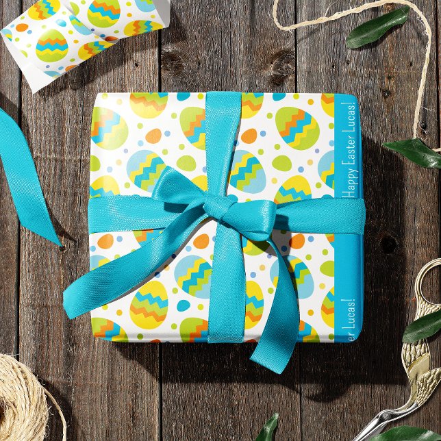 Papel De Presente Padrão de Ovos de Páscoa Colorida Bonito com Nome  (Criador carregado)