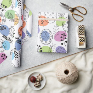 Papel De Presente Padrão de Ovos de Páscoa colorido e bonito
