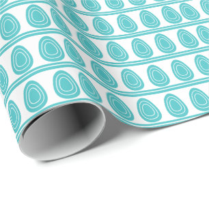 Papel De Presente Padrão de Ovos de Páscoa Felizes Azul Moderno