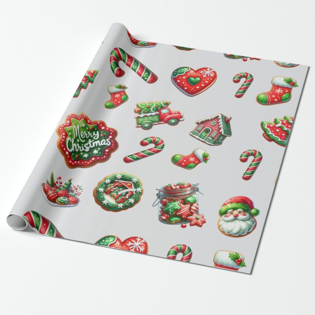 Papel De Presente Padrão de padeiro de biscoito de Natal (Desenrolado)