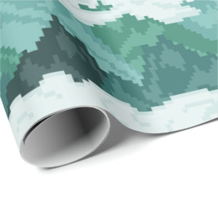 Papel De Presente Padrão de Paisagem Montanhosa em Pixel Art