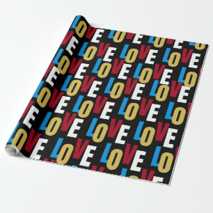 Papel De Presente Padrão de palavra de amor