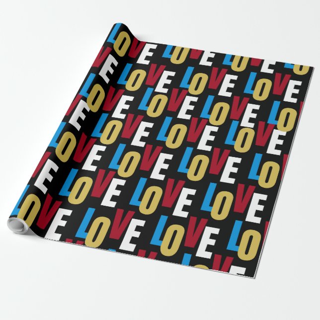 Papel De Presente Padrão de palavra de amor (Desenrolado)