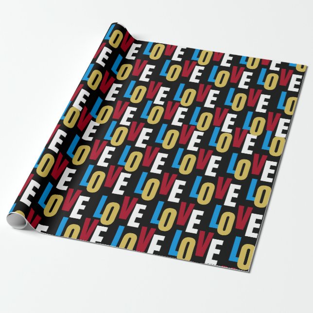 Papel De Presente Padrão de palavra de amor (Desenrolado)