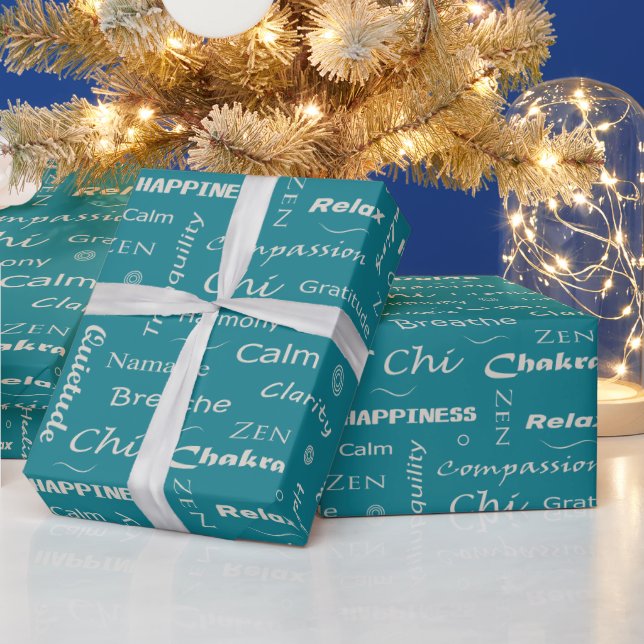 Papel De Presente Padrão de Palavras de Atenção Plena (Feriados)