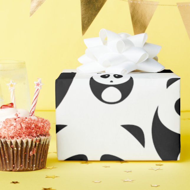 Papel De Presente Padrão de Panda Branco e Preto de Kawaii (Festa de aniversário)