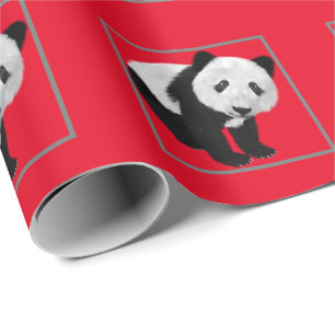 Papel De Presente Padrão de Panda - Cor de fundo alterável