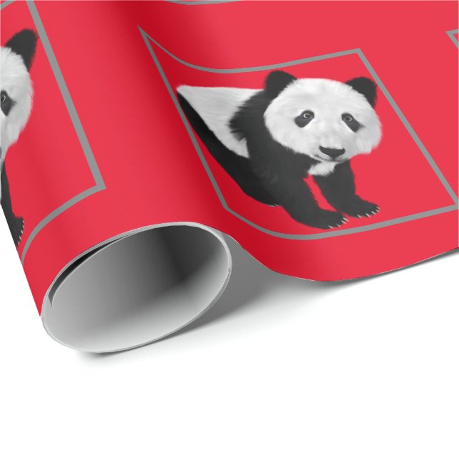 Papel De Presente Padrão de Panda - Cor de fundo alterável   (Ponta do rolo)