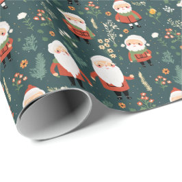 Papel De Presente Padrão de Papais noeis Festivos