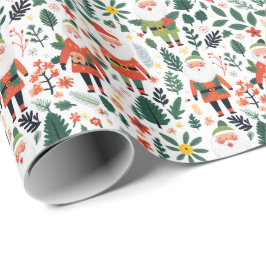 Papel De Presente Padrão de Papais noeis Festivos