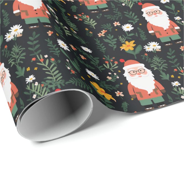 Papel De Presente Padrão de Papais noeis Festivos (Ponta do rolo)