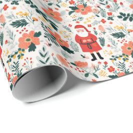 Papel De Presente Padrão de Papais noeis Festivos