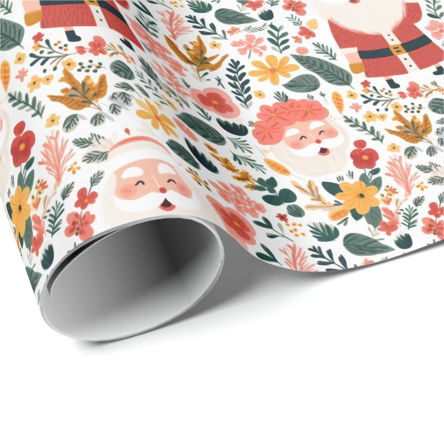 Papel De Presente Padrão de Papais noeis Festivos (Ponta do rolo)