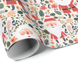 Papel De Presente Padrão de Papais noeis Festivos