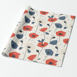 Papel De Presente Padrão de papilas de aquarela - Vermelho, Azul e B