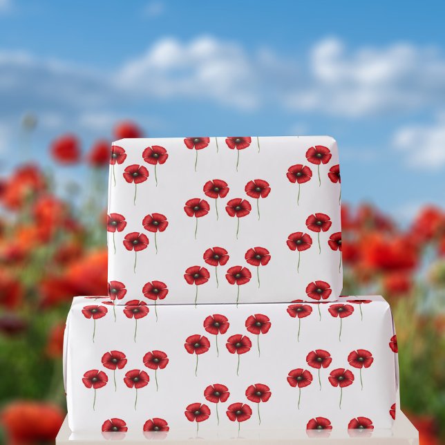 Papel De Presente Padrão de papoila vermelha no papel de enrolamento (A pretty poppy pattern wrapping paper just for you)