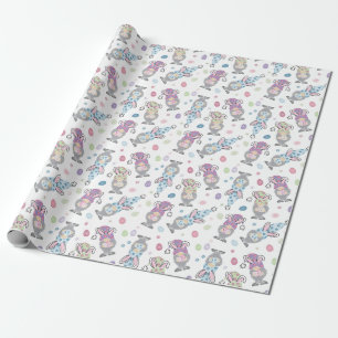 Papel De Presente Padrão de Páscoa Bunny Gnome