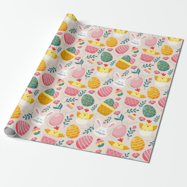 Papel De Presente Padrão de Páscoa cômoda (Desenrolado)