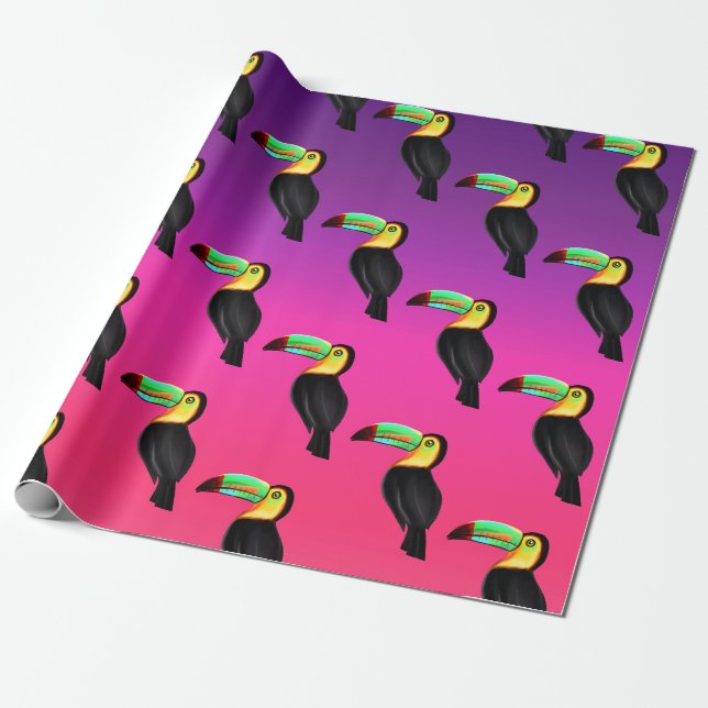 Papel De Presente Padrão de pássaros amarelo e preto (Desenrolado)