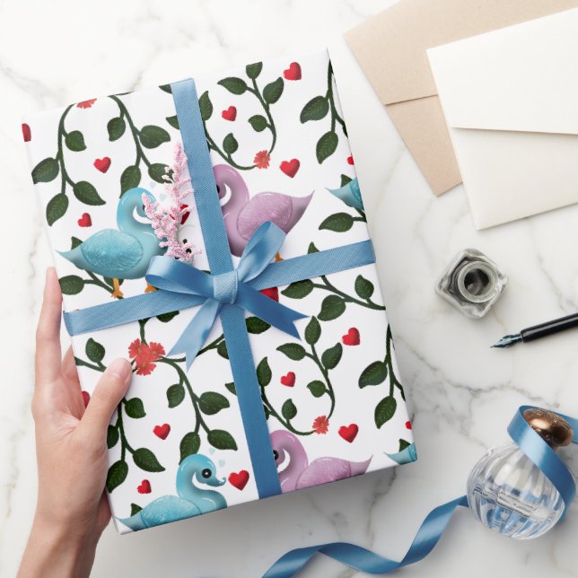 Papel De Presente Padrão de pássaros coloridos (Presentear)