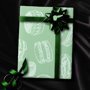 Papel De Presente Padrão de Pastris Francês Doces Verdes Neo Mint