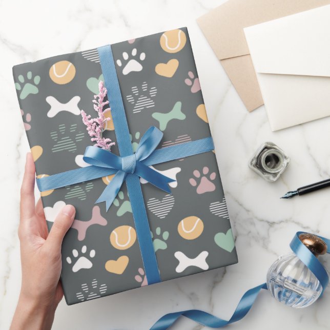 Papel De Presente Padrão de Pata de Cachorro  (Presentear)