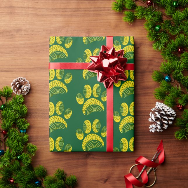 Papel De Presente Padrão de Pata de Cachorro Amarelo (Presente de Natal)