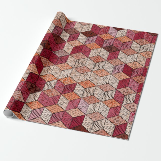 Papel De Presente Padrão de patch bordado uniforme. Boêmia.  (Desenrolado)