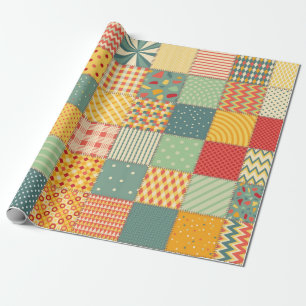 Papel De Presente Padrão de patch perfeito colorido com abstrato