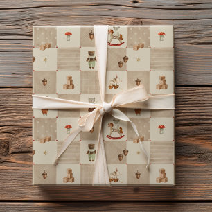 Papel De Presente Padrão de Patchwork de Aquarela do Conto de Brinqu