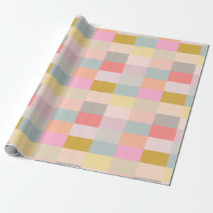 Papel De Presente Padrão de Patchwork Geométrico Simples para Pastéi