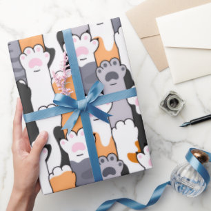 Papel De Presente Padrão de Patinhas de Gato