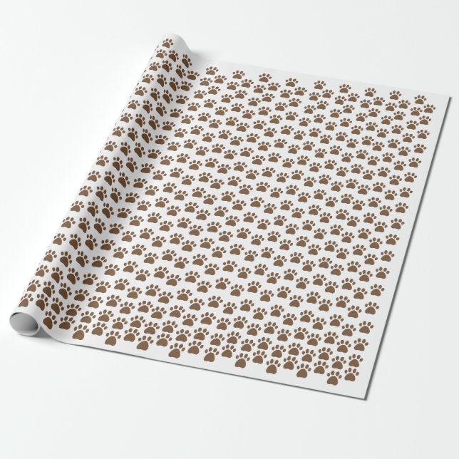 Papel De Presente Padrão de Pegada Marrom - Design Fofo para Amantes (Desenrolado)