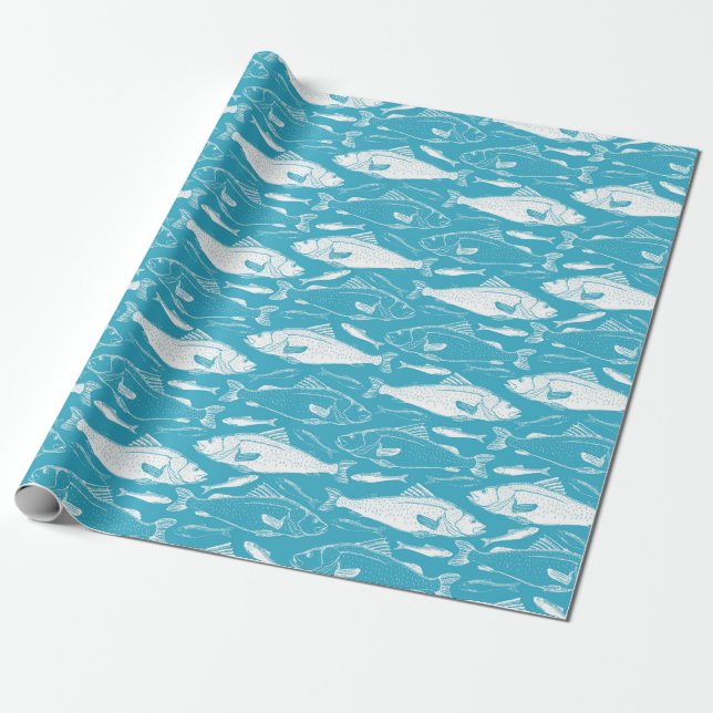 Papel De Presente Padrão de Peixe (Desenrolado)
