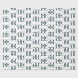Papel De Presente Padrão de Peixe Azul Costeiro Seamless Oceano