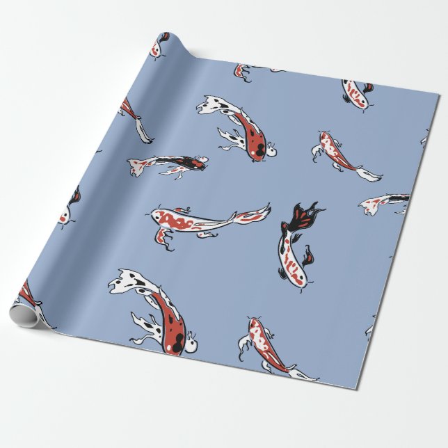 Papel De Presente Padrão de Peixe de Carpa Koi (Desenrolado)