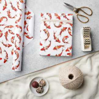 Papel De Presente padrão de peixe Koi aquarela