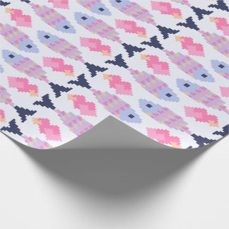 Papel De Presente Padrão de Peixe Pixel e Corações