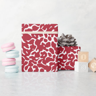Papel De Presente Padrão de pele de leopardo vermelha de Natal