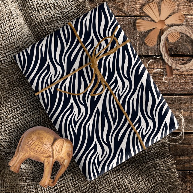 Papel De Presente Padrão de Pele de Zebra Ousado Preto e Branco ID11 (Criador carregado)