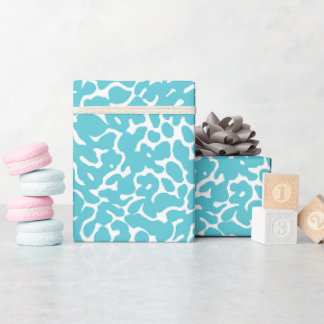 Papel De Presente Padrão de pele-leopardo-do-aqua azul-claro