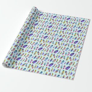 Papel De Presente Padrão de pena colorido