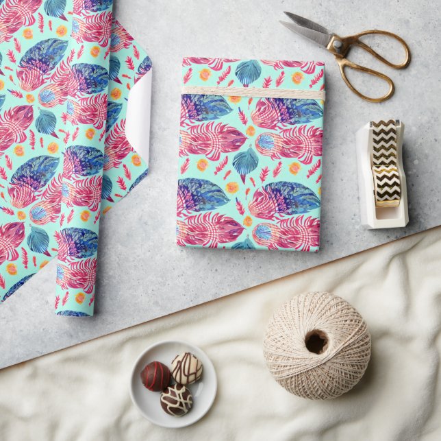 Papel De Presente Padrão de Penas de Boho (Artesanato)